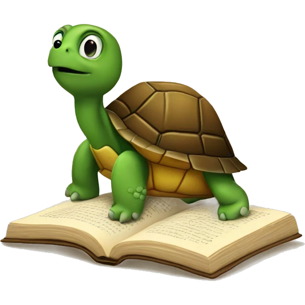 Turtle reading  a book  emoji
