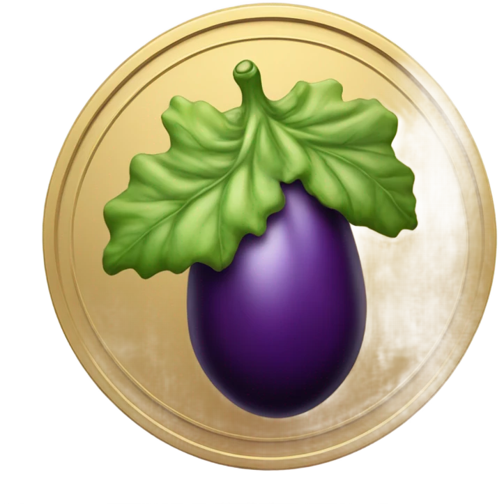gold coin with eggplant  emoji