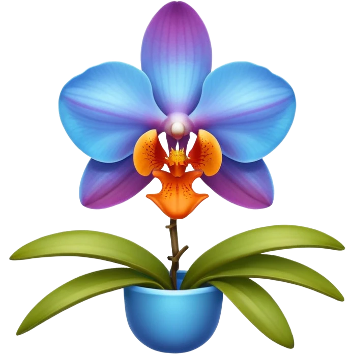 blue and orange colored orchid, vibrant colors emoji