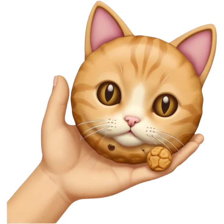 Create this which a hand holding a cat treat emoji