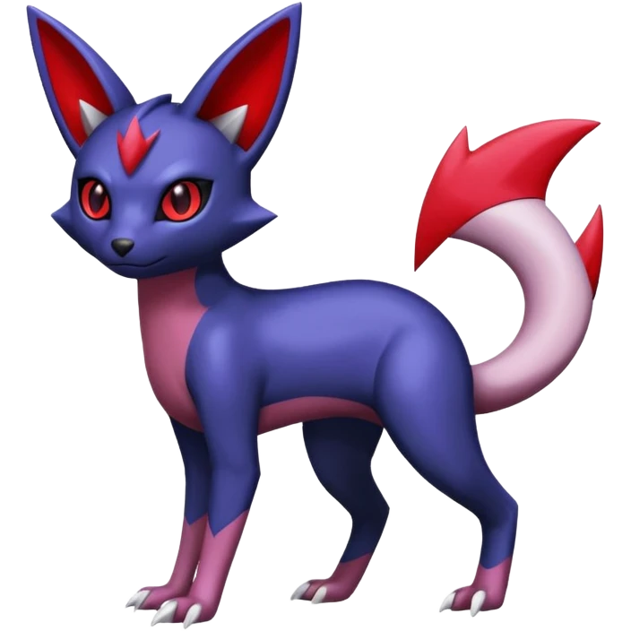 Sneasel-Zangoose-Genesect-Umbreon-fusion-hybrid, full body emoji
