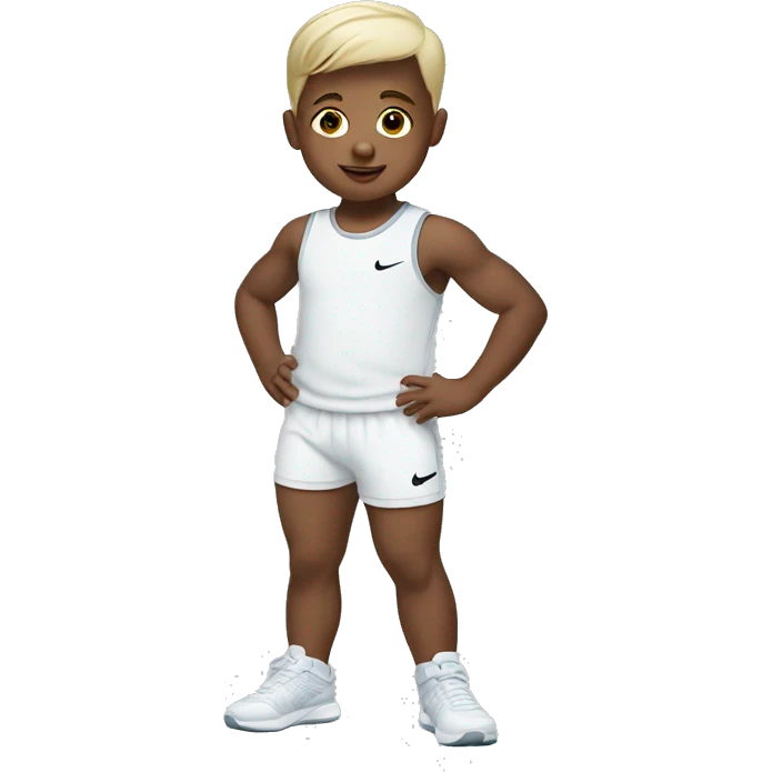 White baby boy wearing a Nike outfit emoji