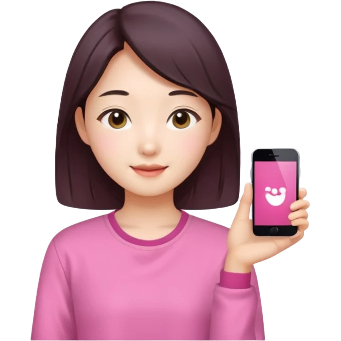 Korean girl beautiful and happy with a pink shirt emoji