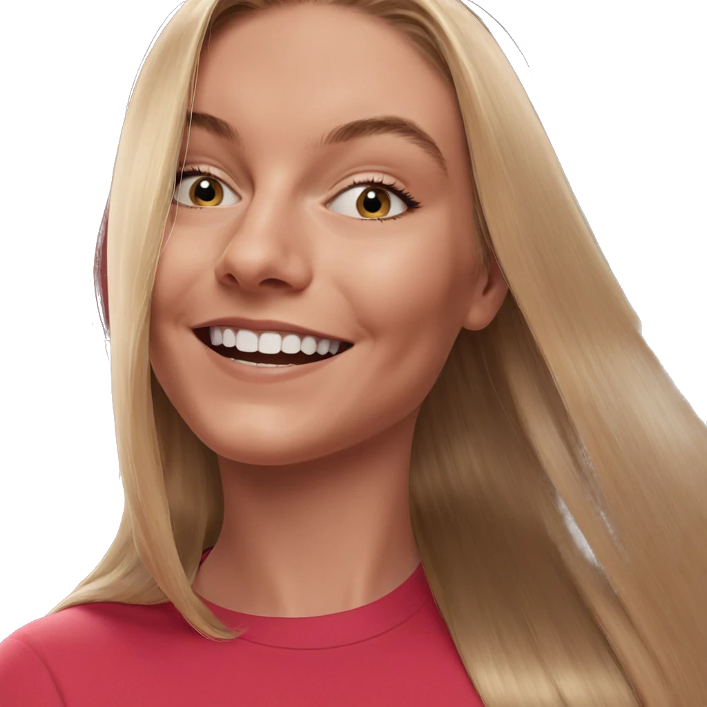 smiling blonde girl portrait emoji