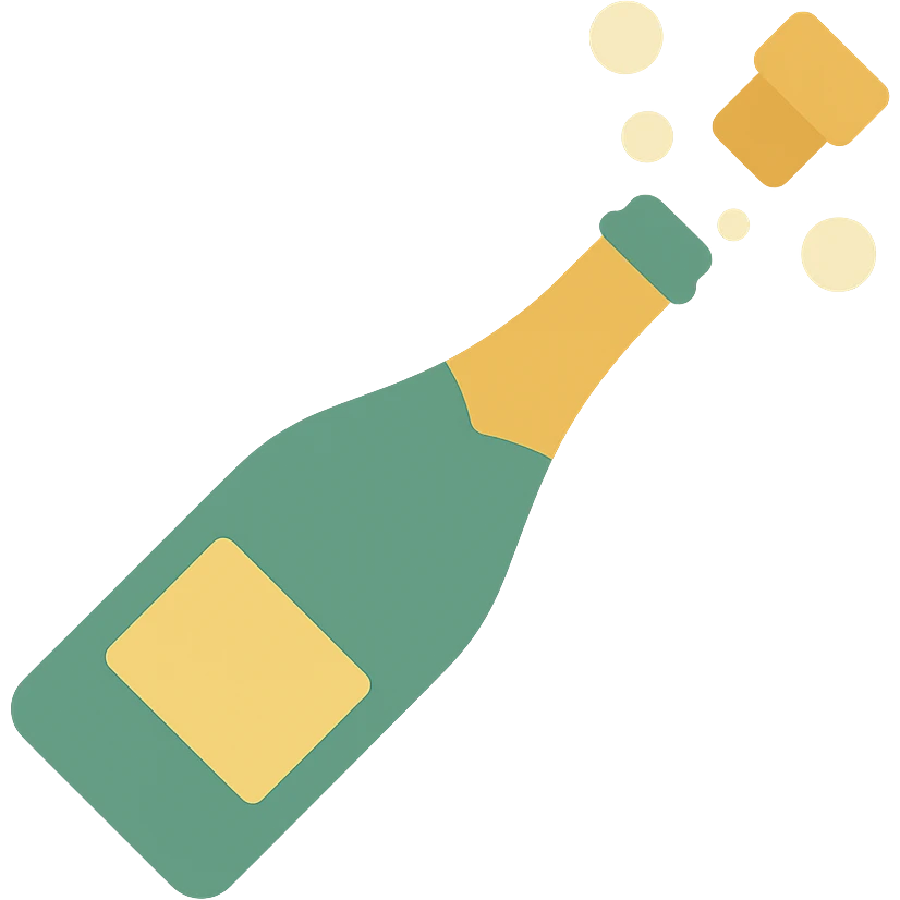 champagne bottle popping with bubbles emoji