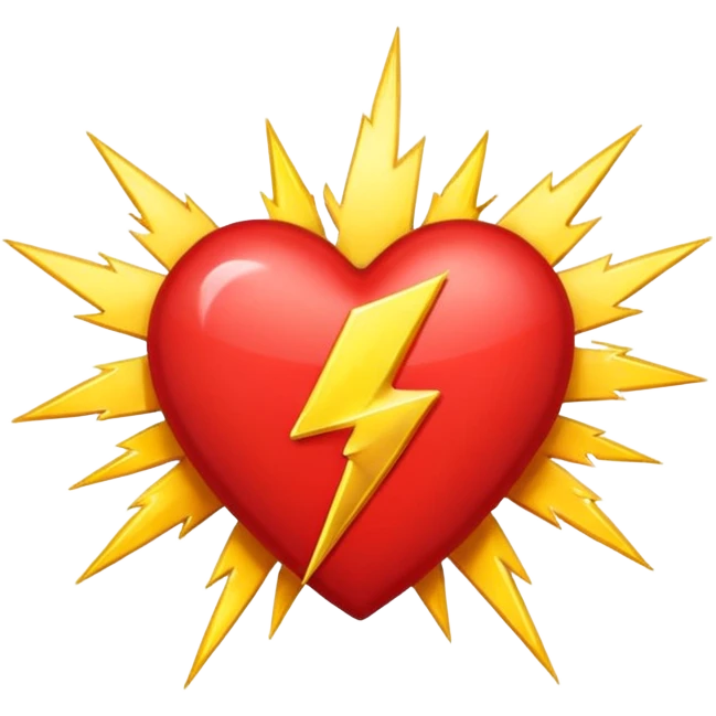Heart with 13 point lightning bolt in the middle emoji