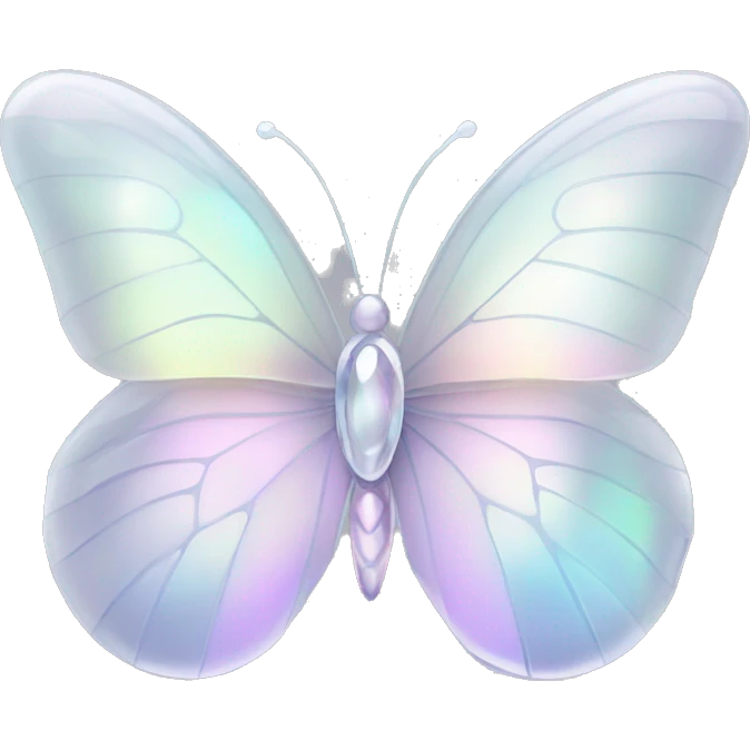 Pastel white iridescent glass crystal butterfly emoji