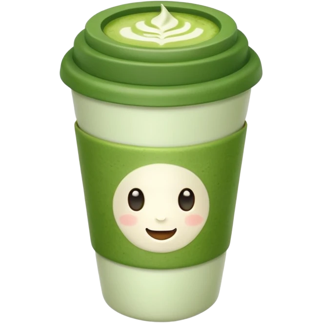 a to-go cup of matcha latte with a green lid emoji