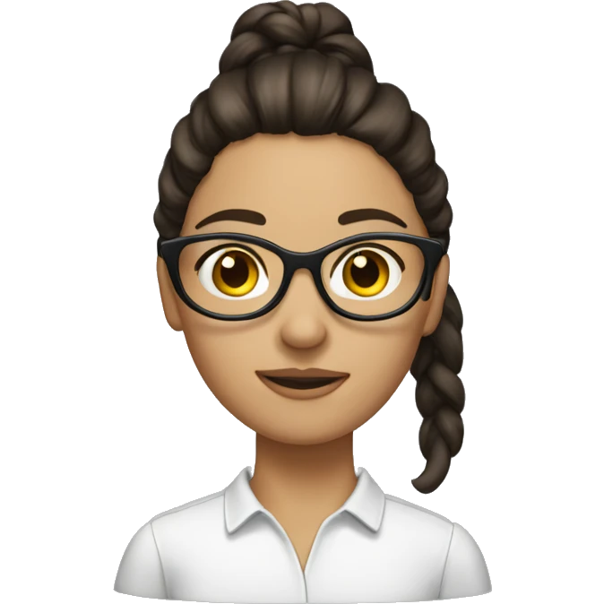Brunette wearing glasses with ponytail emoji