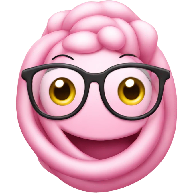 light pink worm wearing glasses emoji