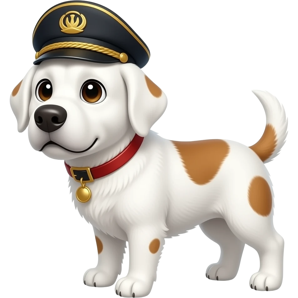 white dog wearing gondolier hat emoji