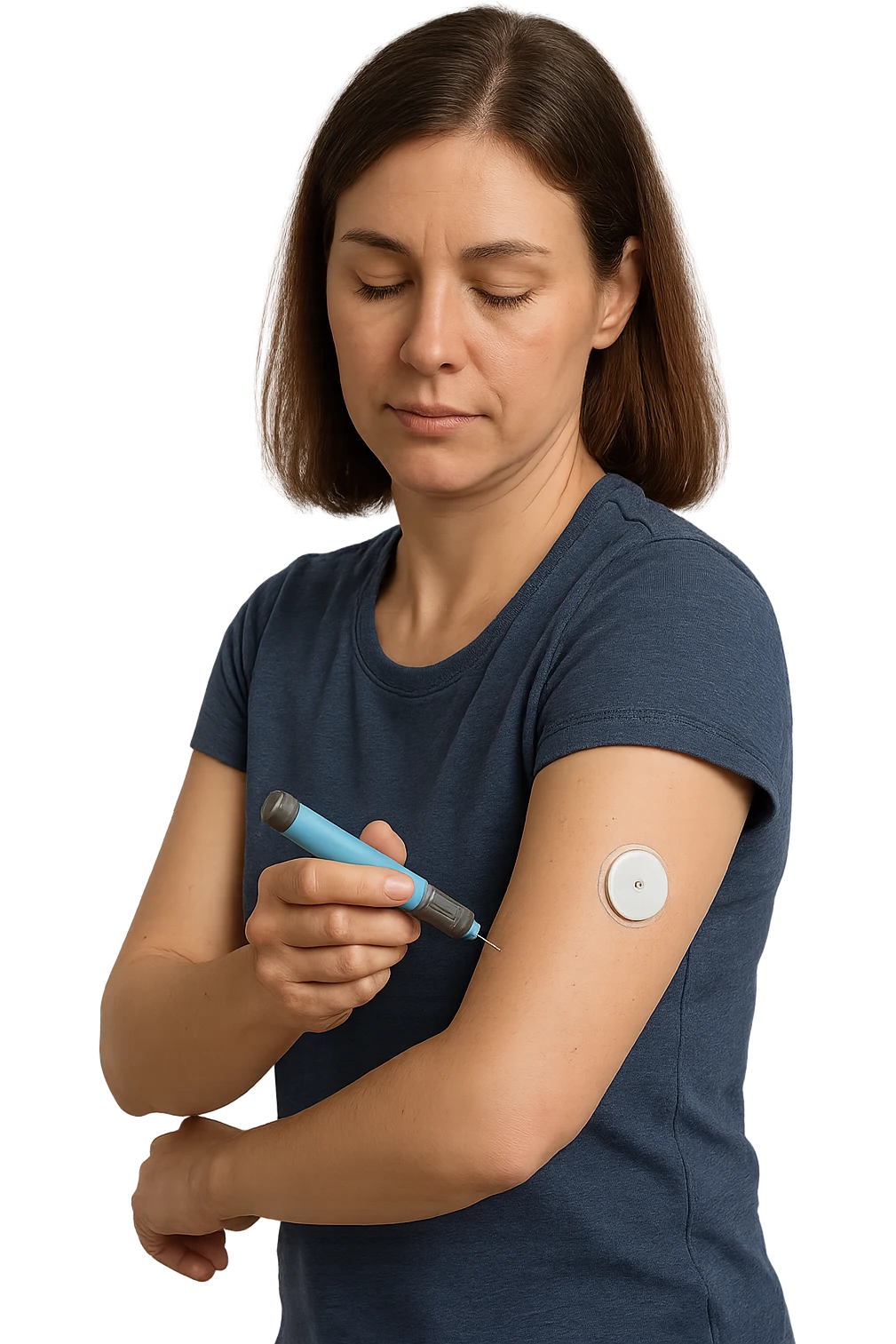 Donna che controlla la sua insulina immagine reale emoji