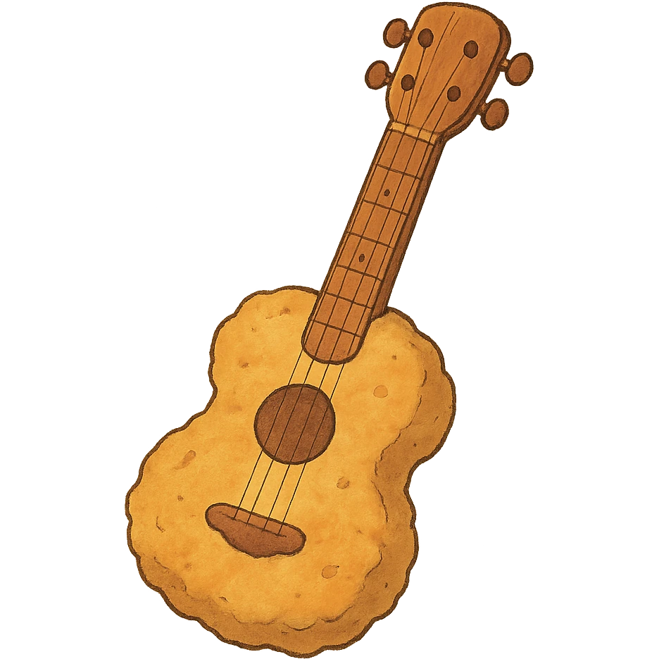 ghibli style whimsical chicken nugget guitar emoji
