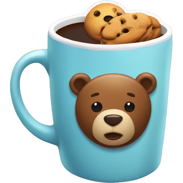 Make me a sticker that shows a cup of coffee with colorful cookies and some honey and a bear. emoji