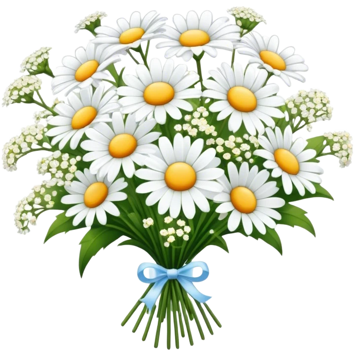 daisy and babies breath bouquet  emoji