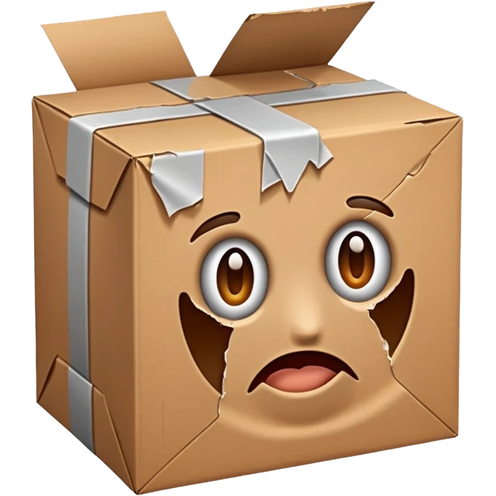 Generate a realistic emoji-style of a package being damaged emoji