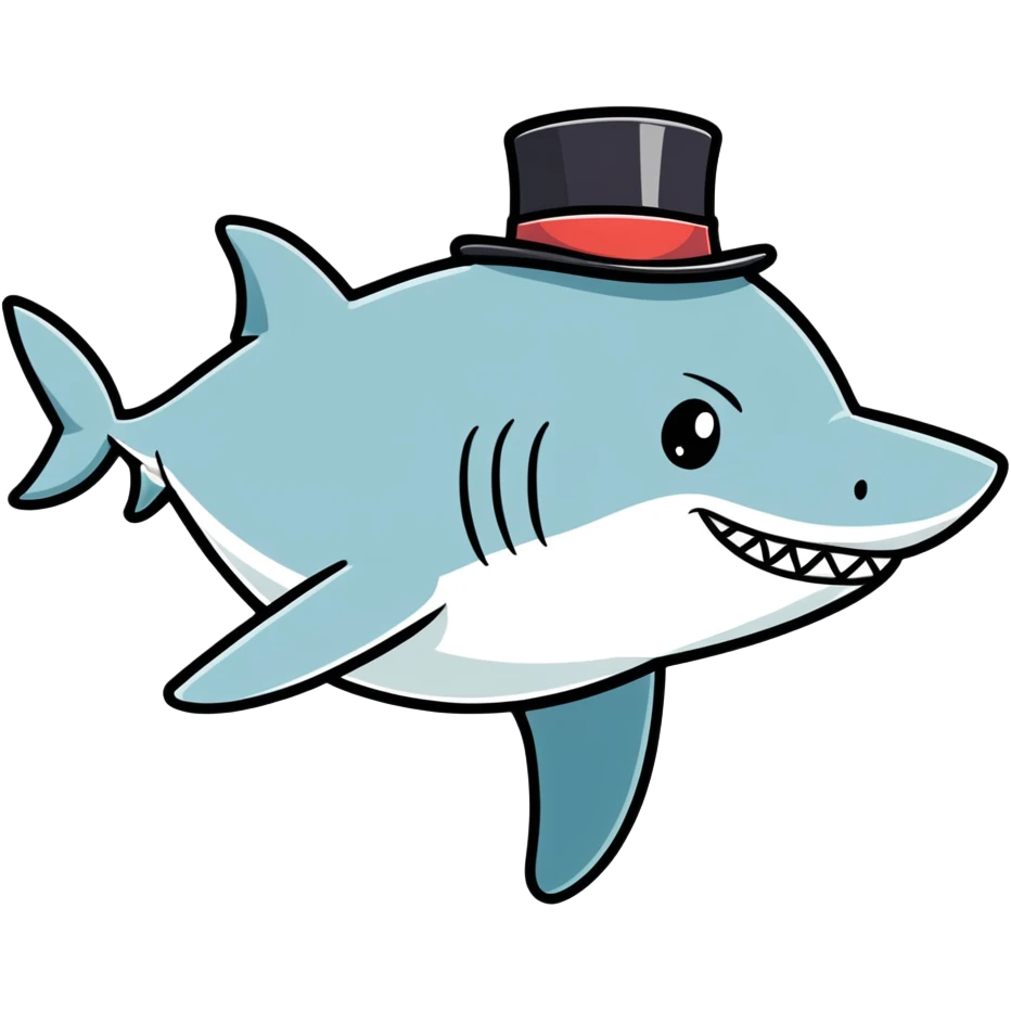 Shark with a top hat emoji