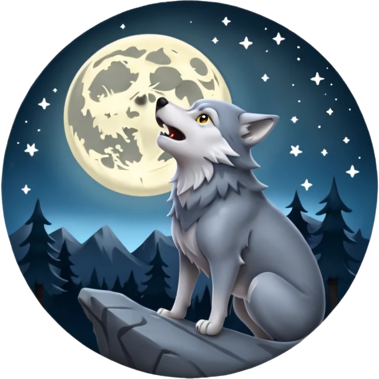 Wolf howling at the moon emoji