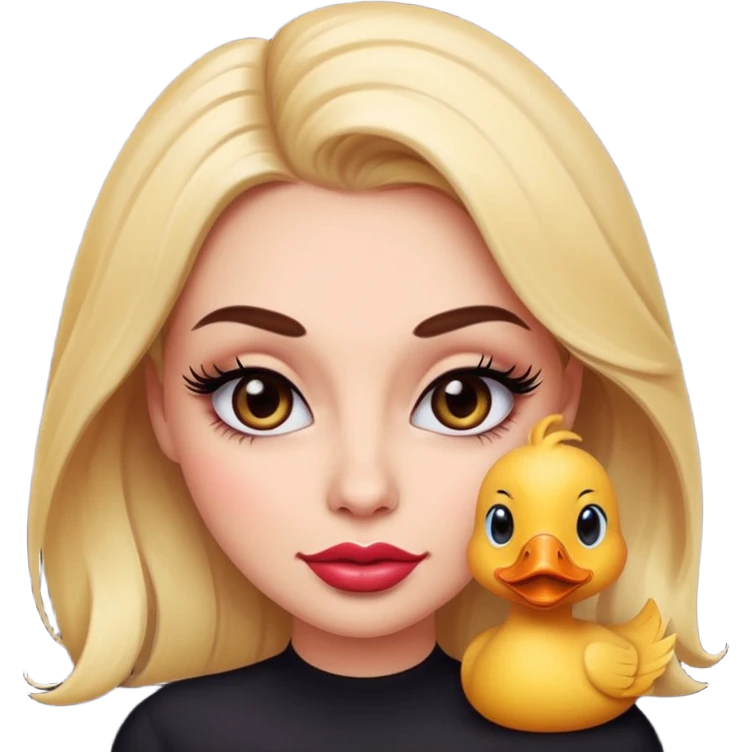 flirty emoji face smirking pouty duck lips dramatic eyelashes bold makeup emoji