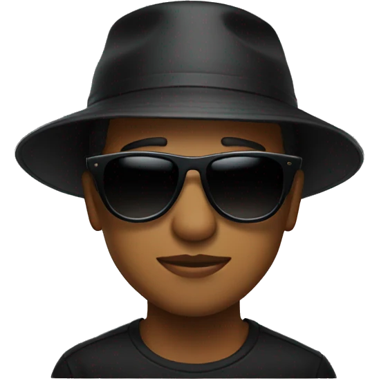 Face with black bucket hat and sunglasses  emoji
