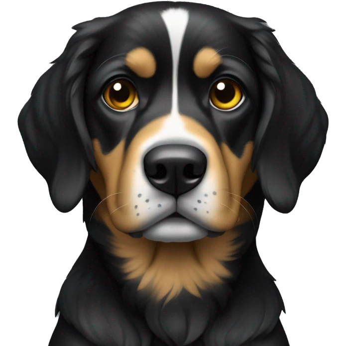 cachorro preto com manchas amarelas simétricas no rosto emoji