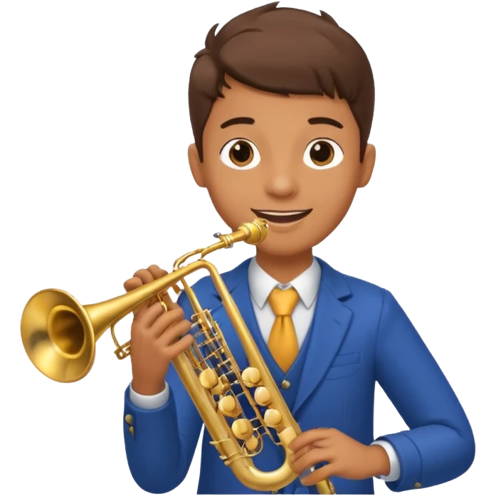 Boy with 4 arms holding a trumpet in one hand and a saxophone in the other with limbs with limbs emoji