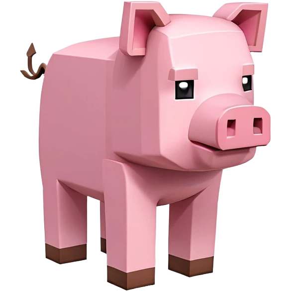 Minecraft pig, full body, pink blocky animal with square head and square body emoji