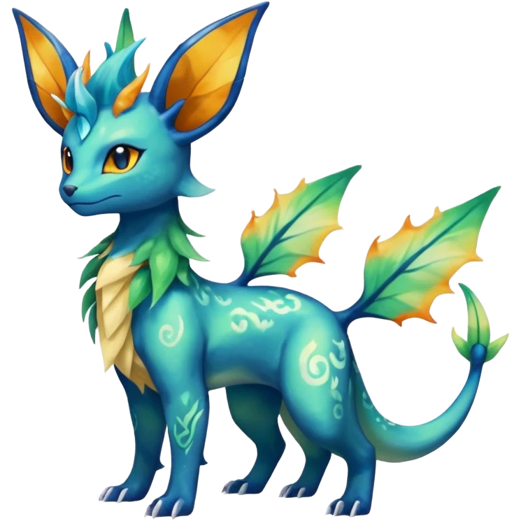 Rocky Shiny ethereal elemental Salandit-Leafeon-Vaporeon-hybrid-fusion (full body) emoji