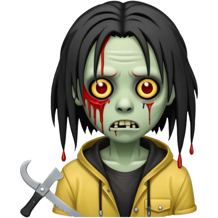 trap hood zombie emoji with saw and drip and emo black hair with dreads  emoji