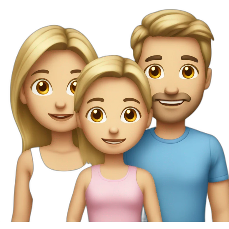Caucasian family three kids emoji