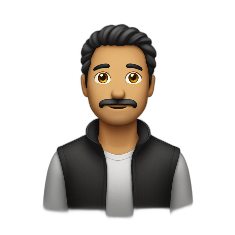 hombre sin bigote con pelo negro y parado emoji