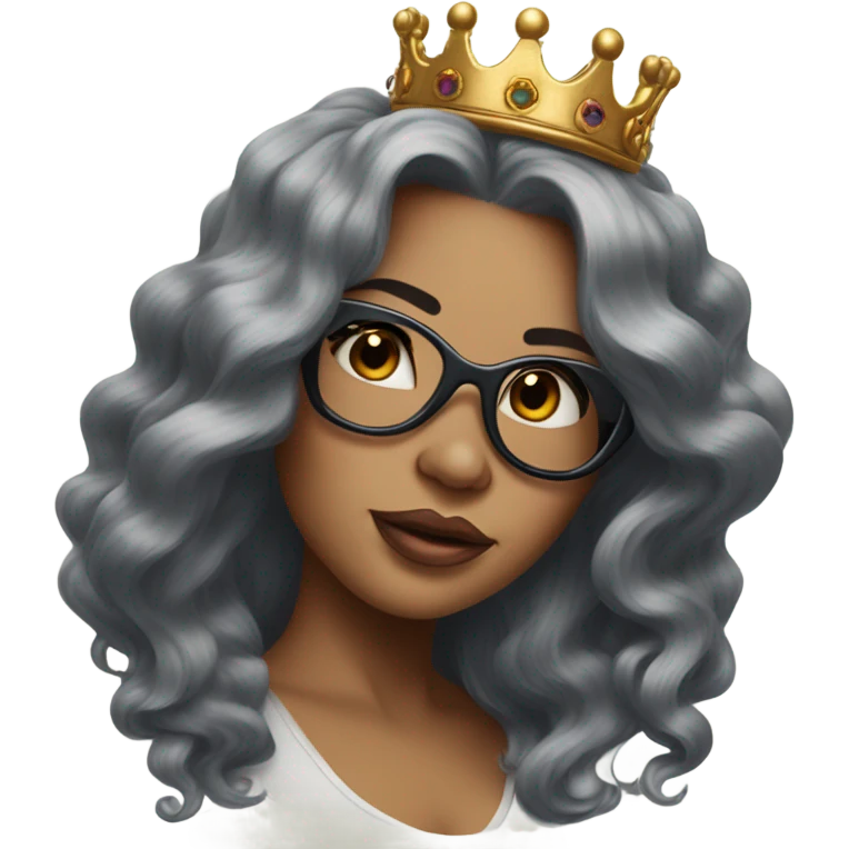 Pinupx long length hair and a crown and tattoos and glasses emoji