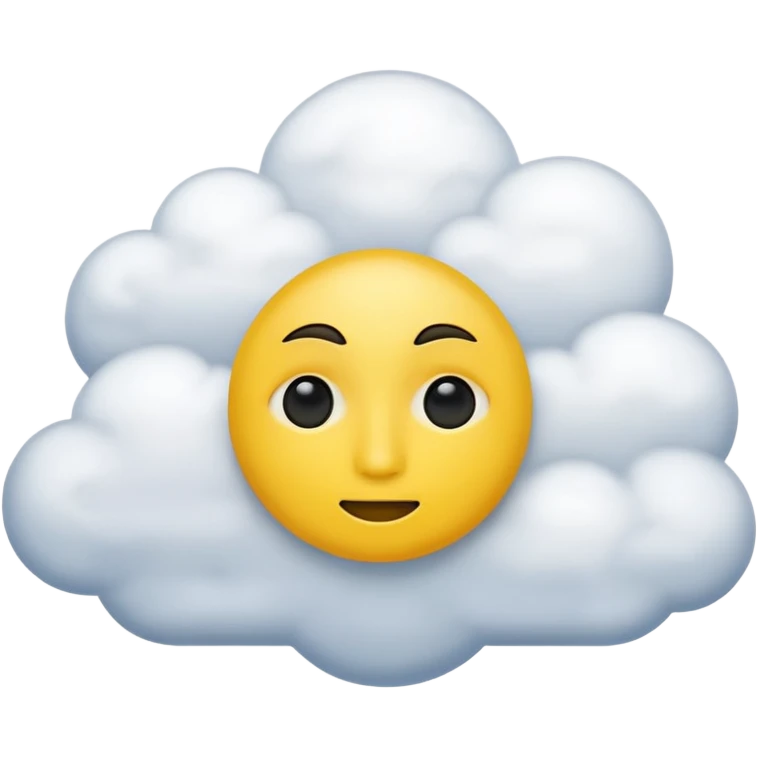 Face in clouds yellow circle and black eyes and remove a mouth and move in a cloud emoji