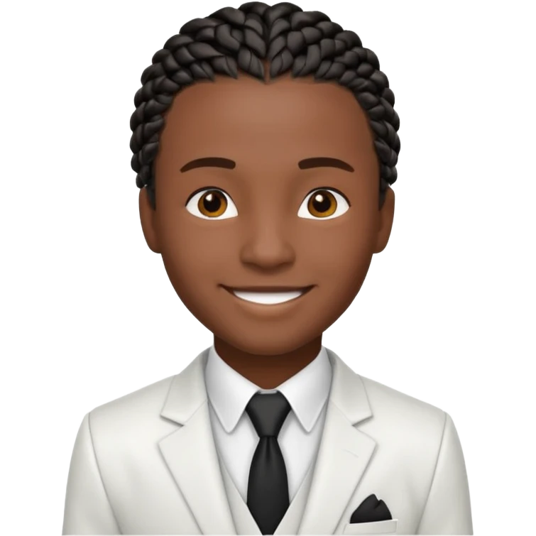 a young black guy with black cornrow braids wearing a full white suit emoji