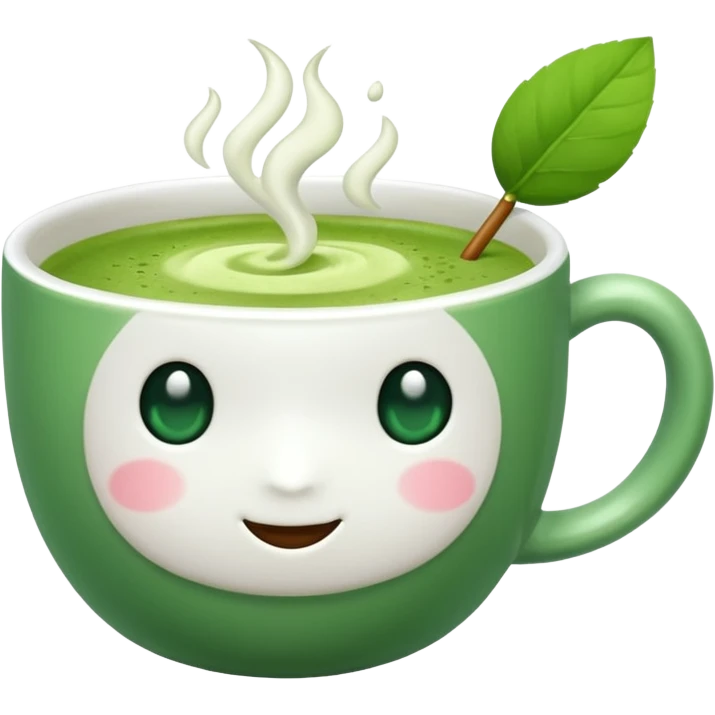 Make a cup of match tea in a mug with a bow on it no  face and white mug emoji