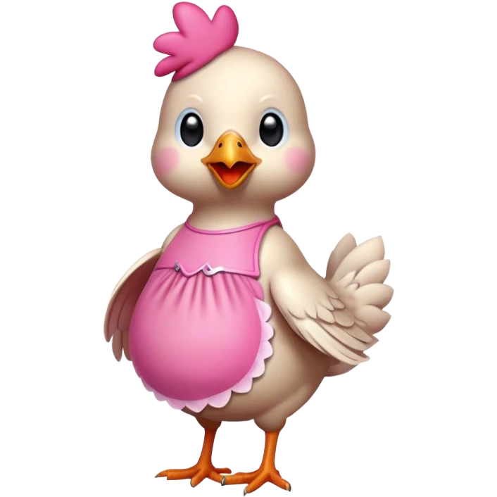 chicken in pink dress emoji