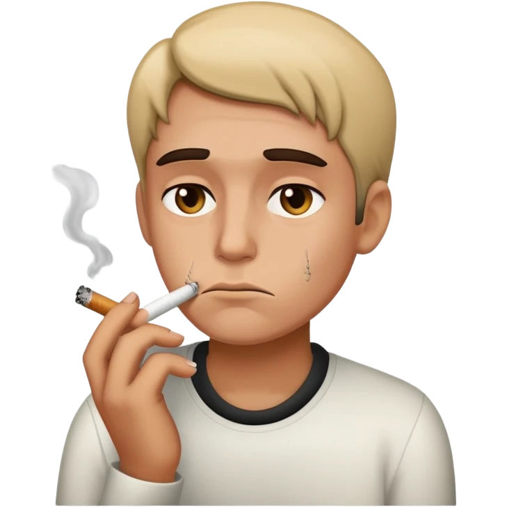 Sad and smoking emoji