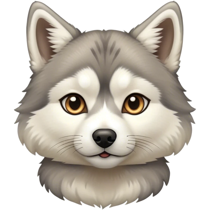Beige Husky and Dark grey tabby cat  emoji