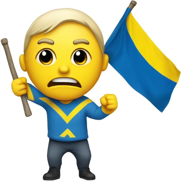angry Ukrainian with ukranian flag emoji
