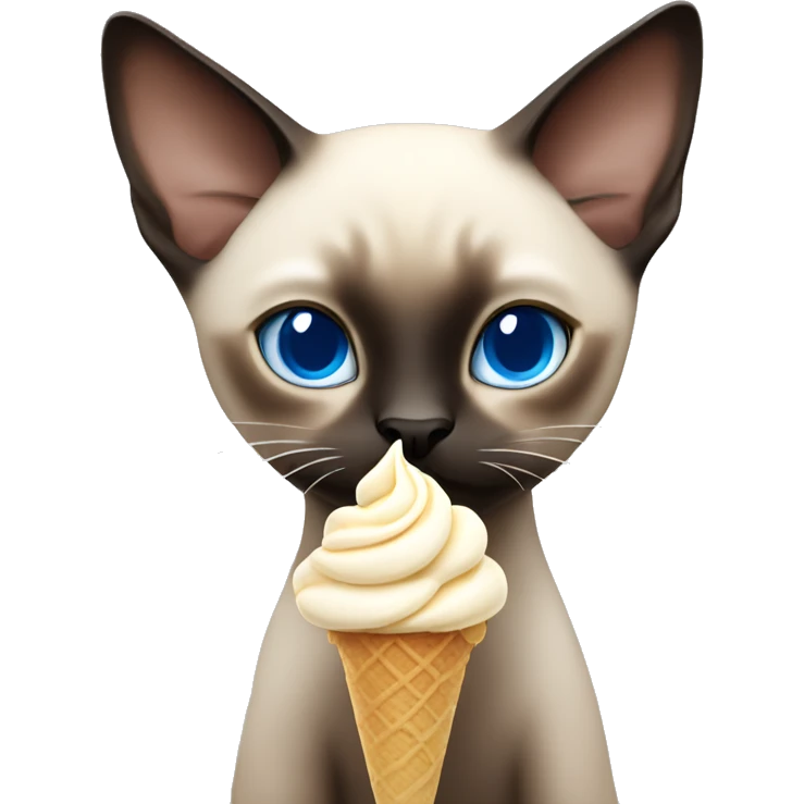 Siamese cat with blue eyes hug ice cream  emoji