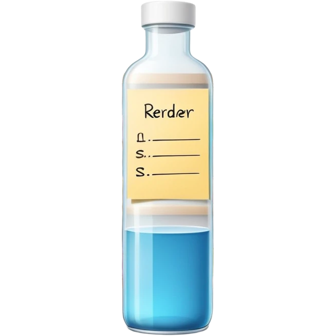 empty big shelf with single serum bottle, prominent sticky note with 'reorder now!' text emoji