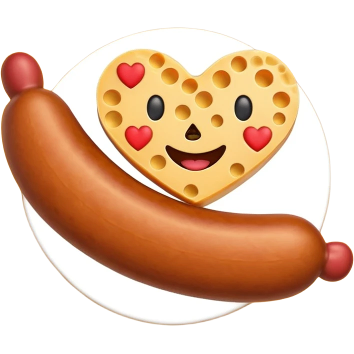 Make emoji sausage cheese love shape emoji