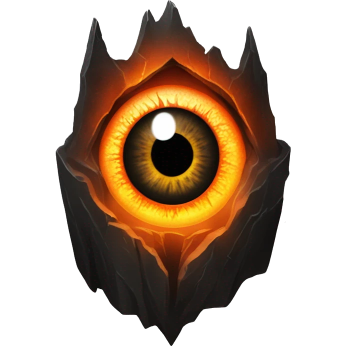 Eye of Sauron with glowing orange iris, set in a dark tower of Mordor emoji