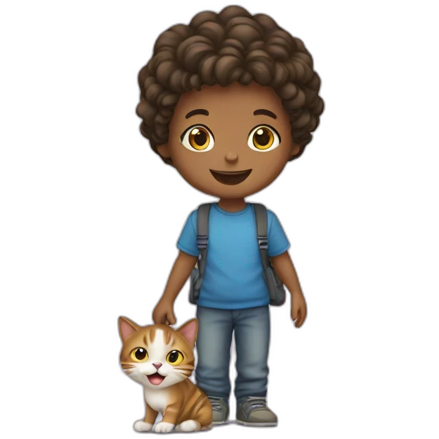 enfant avec chat emoji