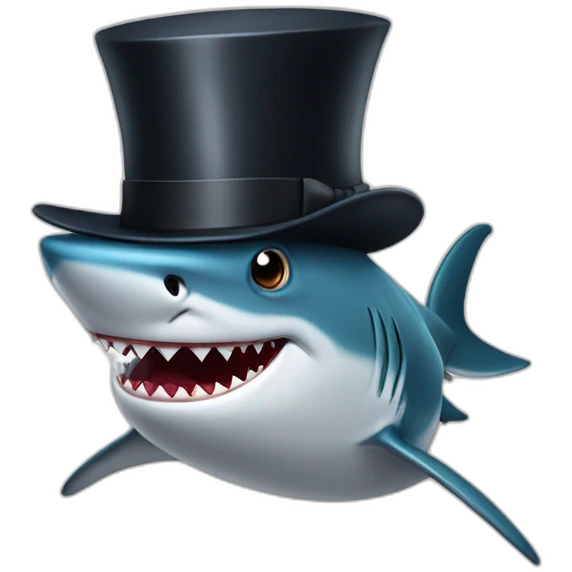 Shark with a top hat emoji