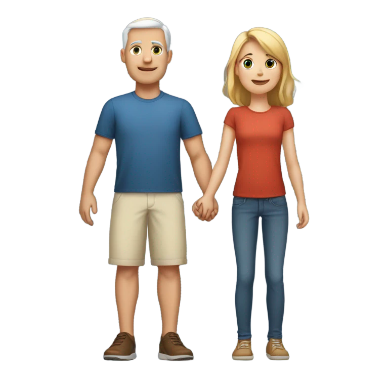 white father and white daughter holding their hands and seen from the back emoji