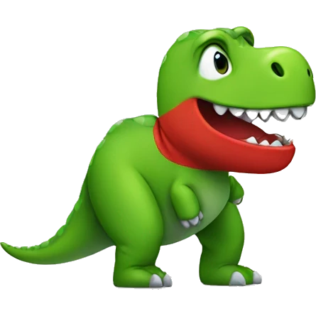 green dinosaur wearing a red t-shirt emoji