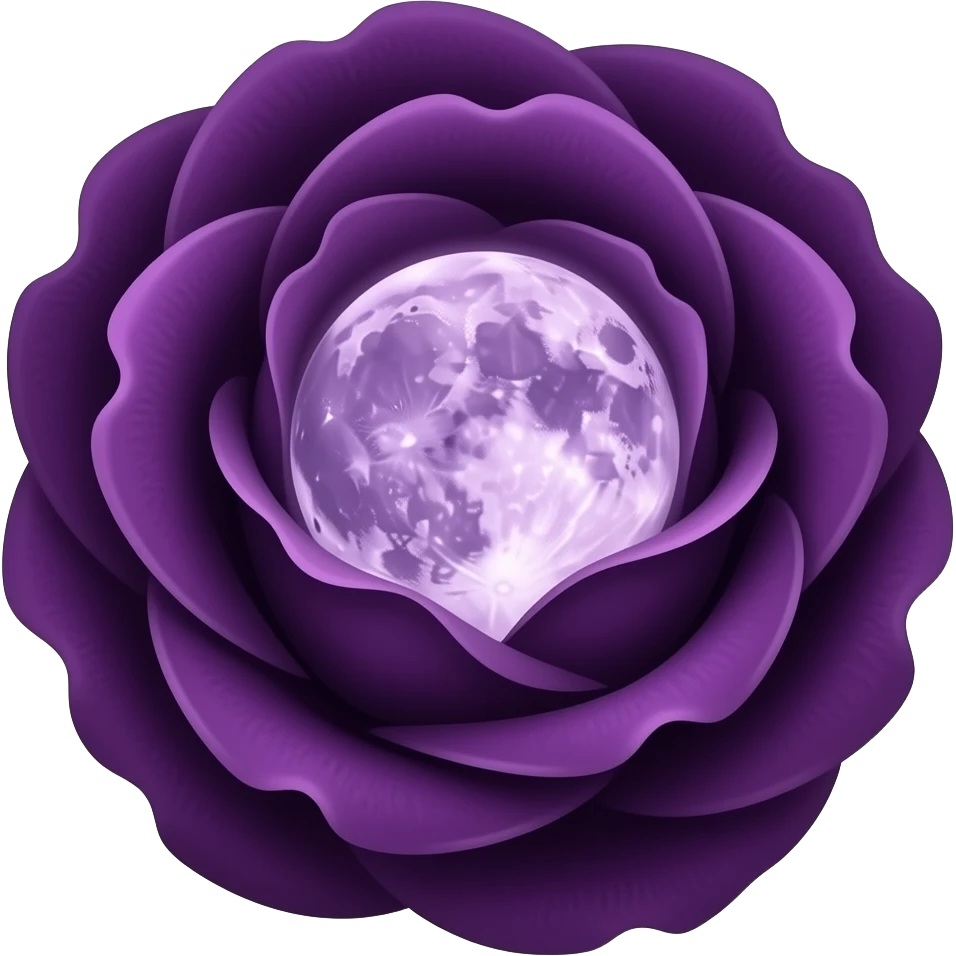dark purple rose with a purple fullmoon inside emoji