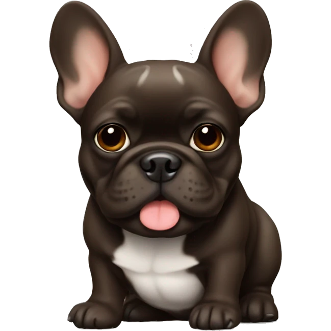 Dark brown French bulldog emoji