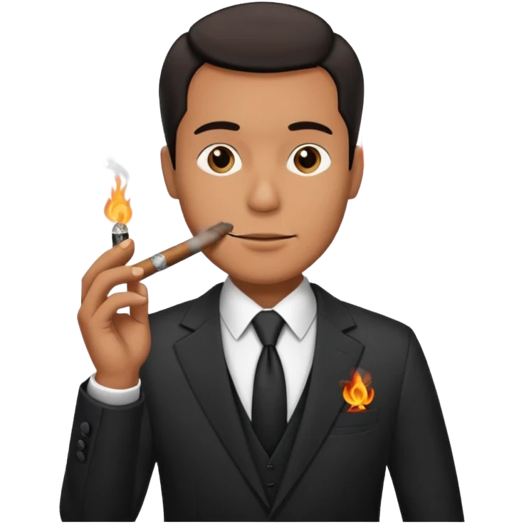 Draw a no smoking sign. Next to it, there is a man in a suit smoking a cigar. emoji